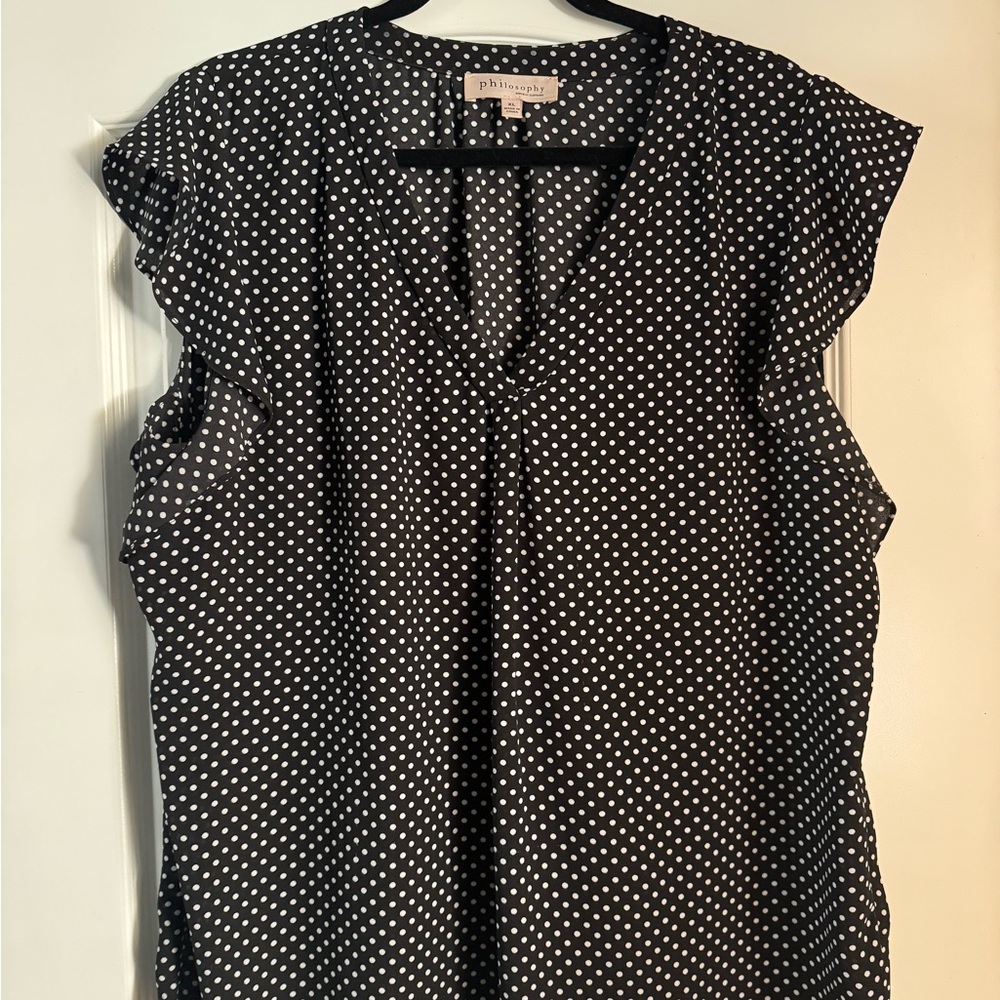 Philosophy Black and White Polka Dot Blouse